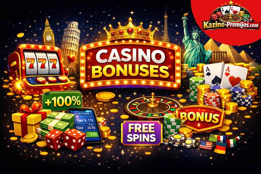 Išdėstytos skirtingos kazino dovanos